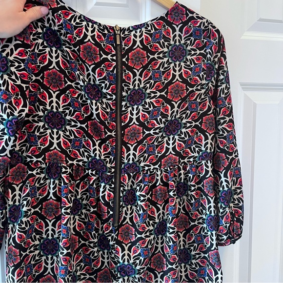 Old Navy geometric print dress black and pink satiny zippered back size a - Picture 4 of 4
